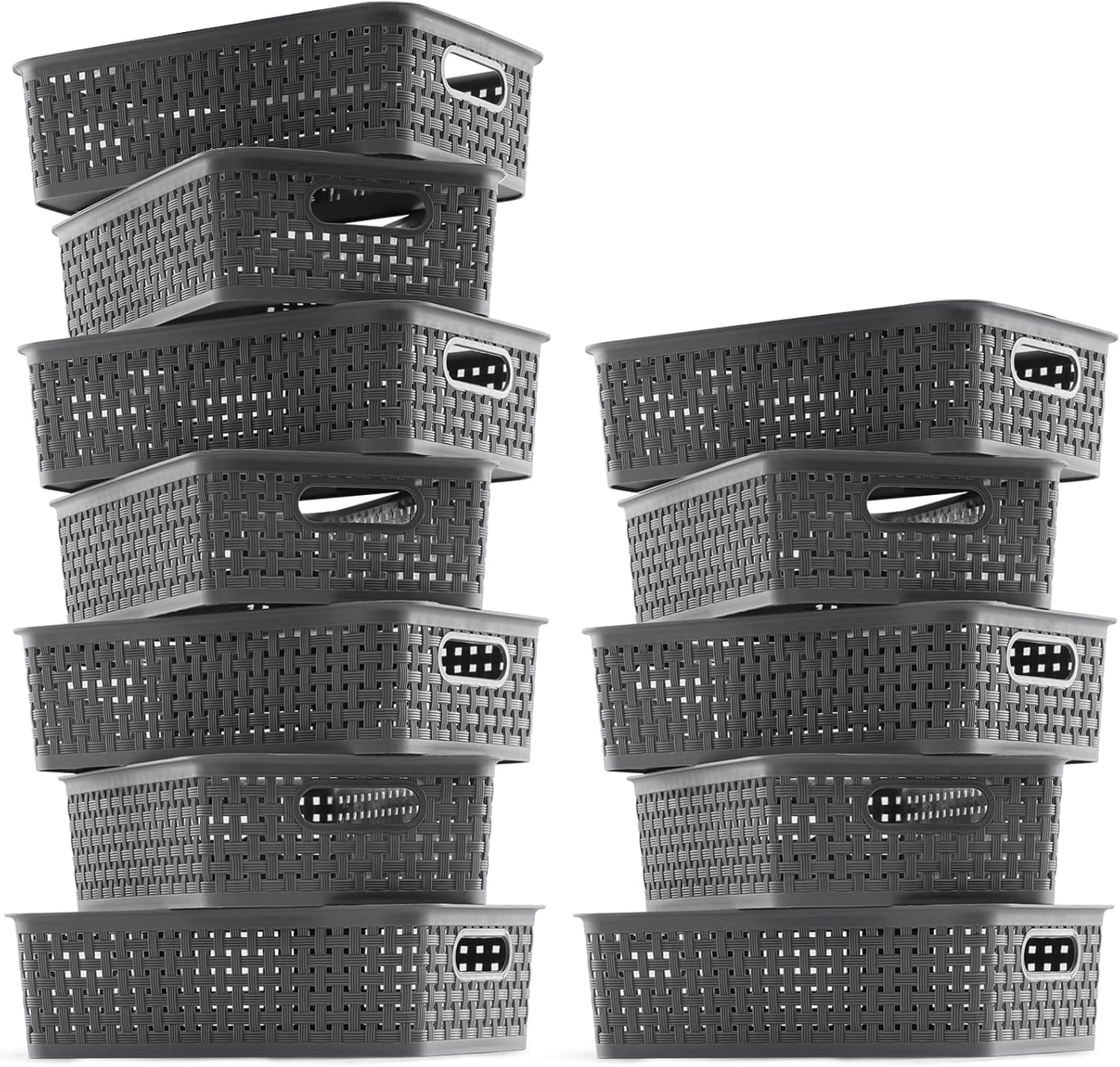 [ 12 Pack ] Plastic Storage Baskets - Small Pantry Organization and Storage Bins