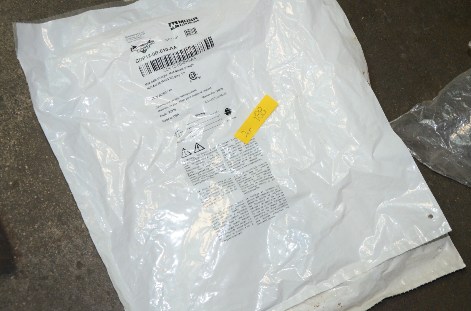 Murr Elektronix Automation Direct CDP12-0B-010-AA M12 1 Meter Cable New Open Box