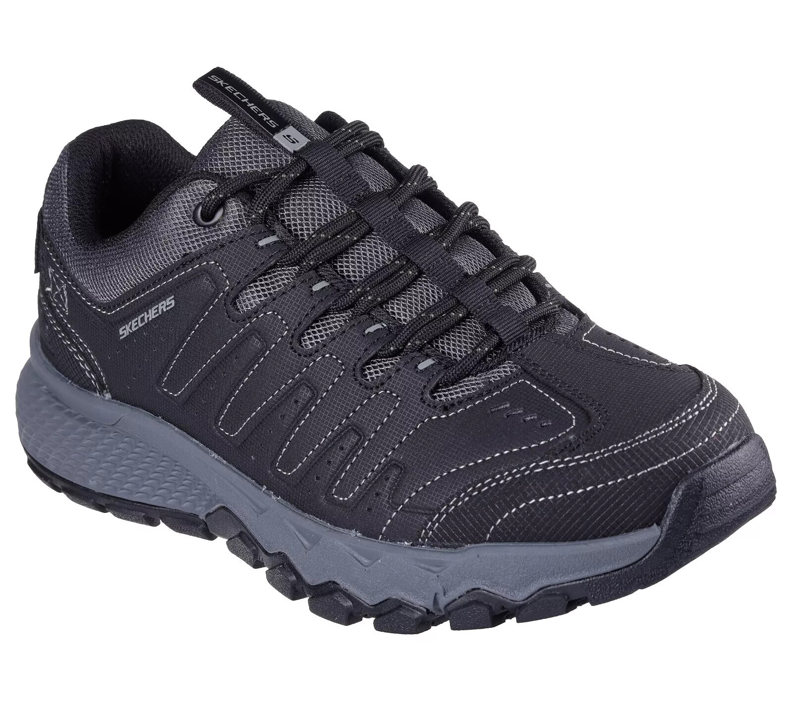 Black Skechers Shoe Men Sport Comfort Memory Foam Outdoor Hike Road Trail 237615