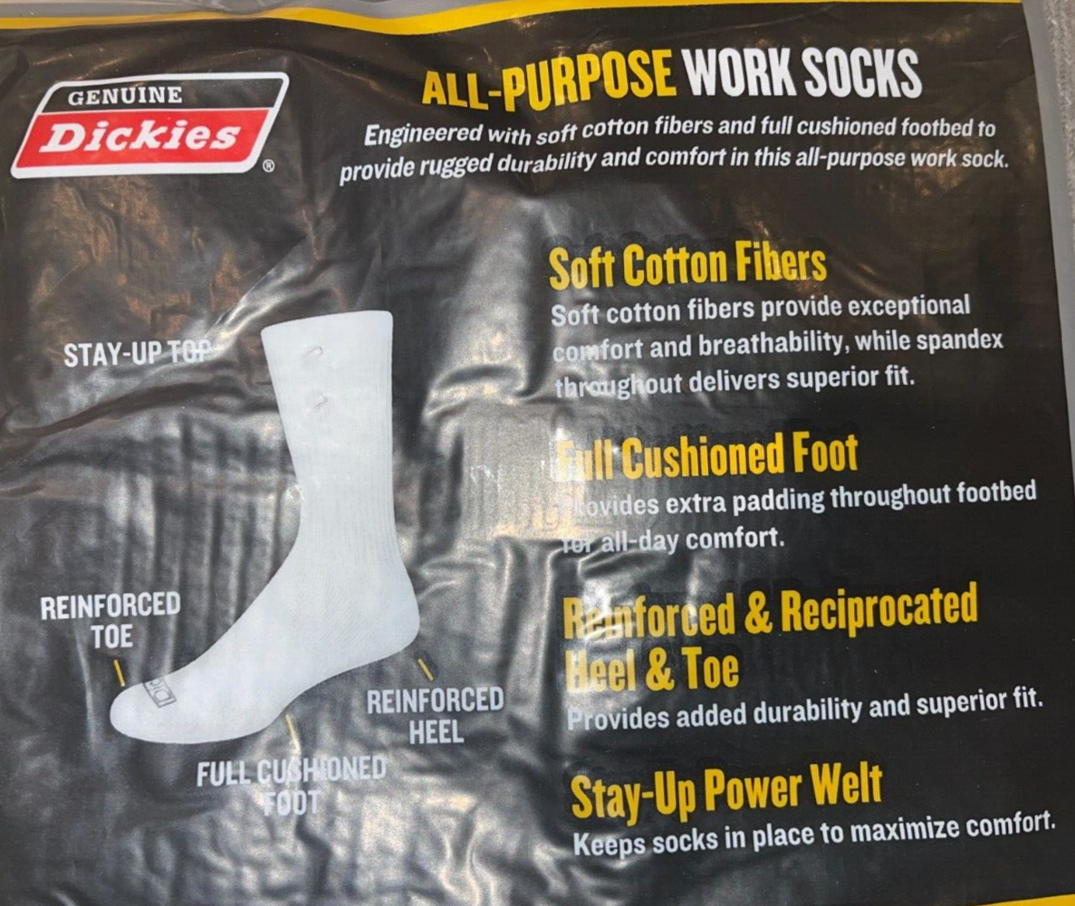 2023 DICKIES GRAY ALL PURPOSE TUBE WORK FULL CUSHIONED SOCKS 3 PAIR SIZE 6-12