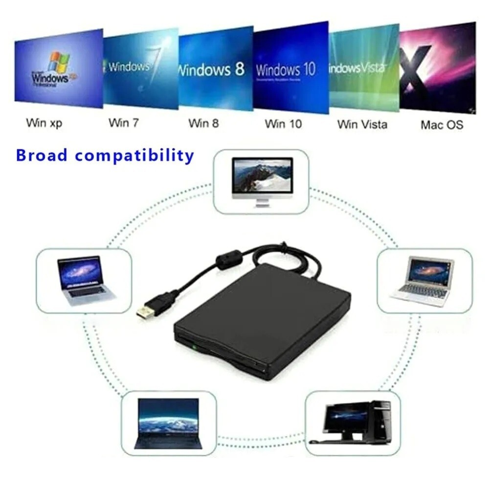 NEW USB 2.0 External Floppy Disk Drive 3.5" 1.44MB Windows PC Mac OS