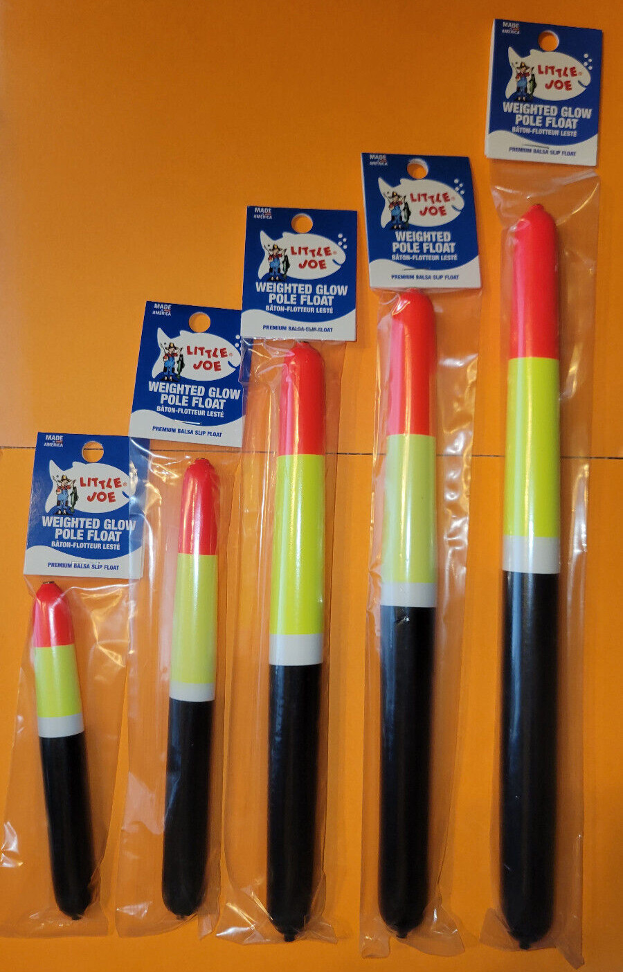 Little Joe Weighted Glow Pole float Fl Orange/Yellow/White/Black ~ FREE Ship