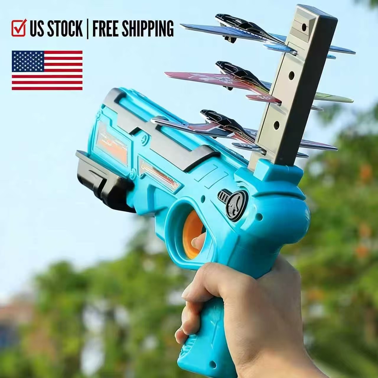 Light Catapult Airplane Toy Launcher +4 Bubble Plane Throw Plane Outdoor Gift US