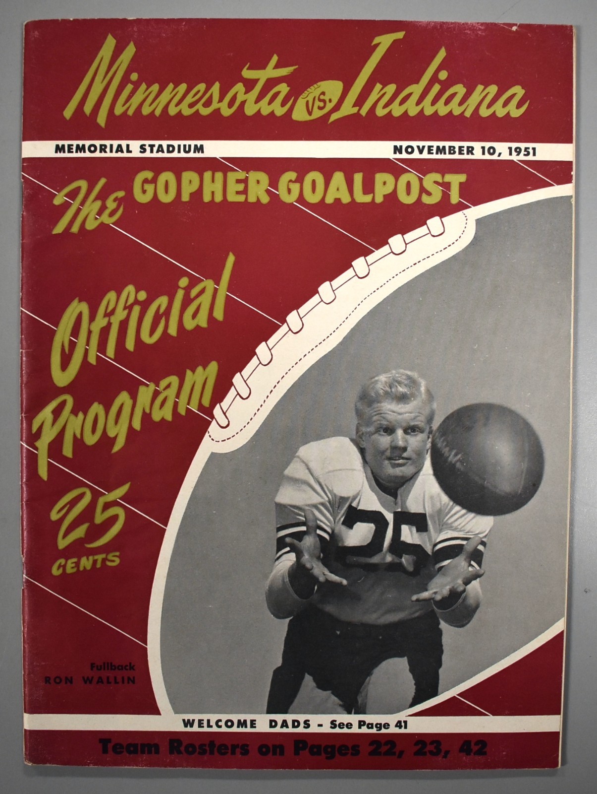 University Of Minnesota vs Indiana November 10th 1951 Official Game Program