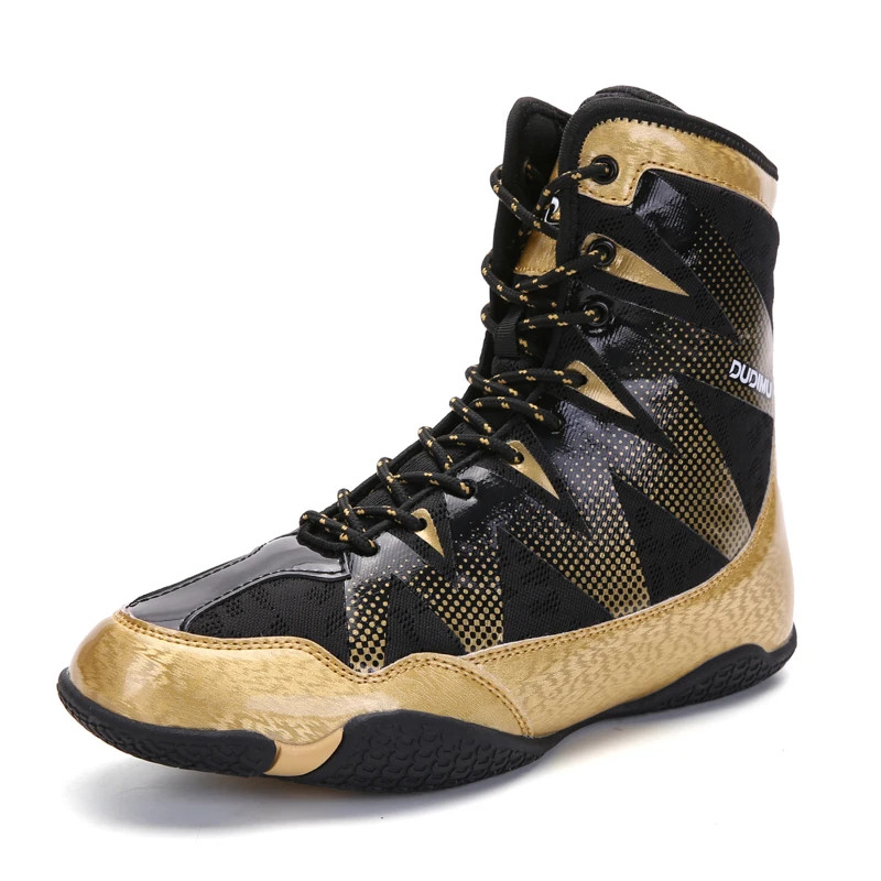 Professional Leather Breathable Comfortable Men's Training Boxing Shoes