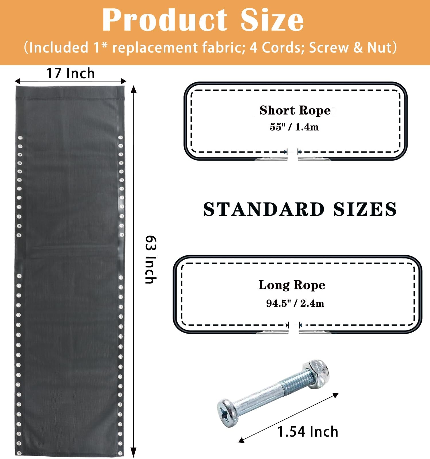 17" 19" 21" Wide Zero Chair Fabric, Repair Cloth with 4 Chair Cord Screws Kit...