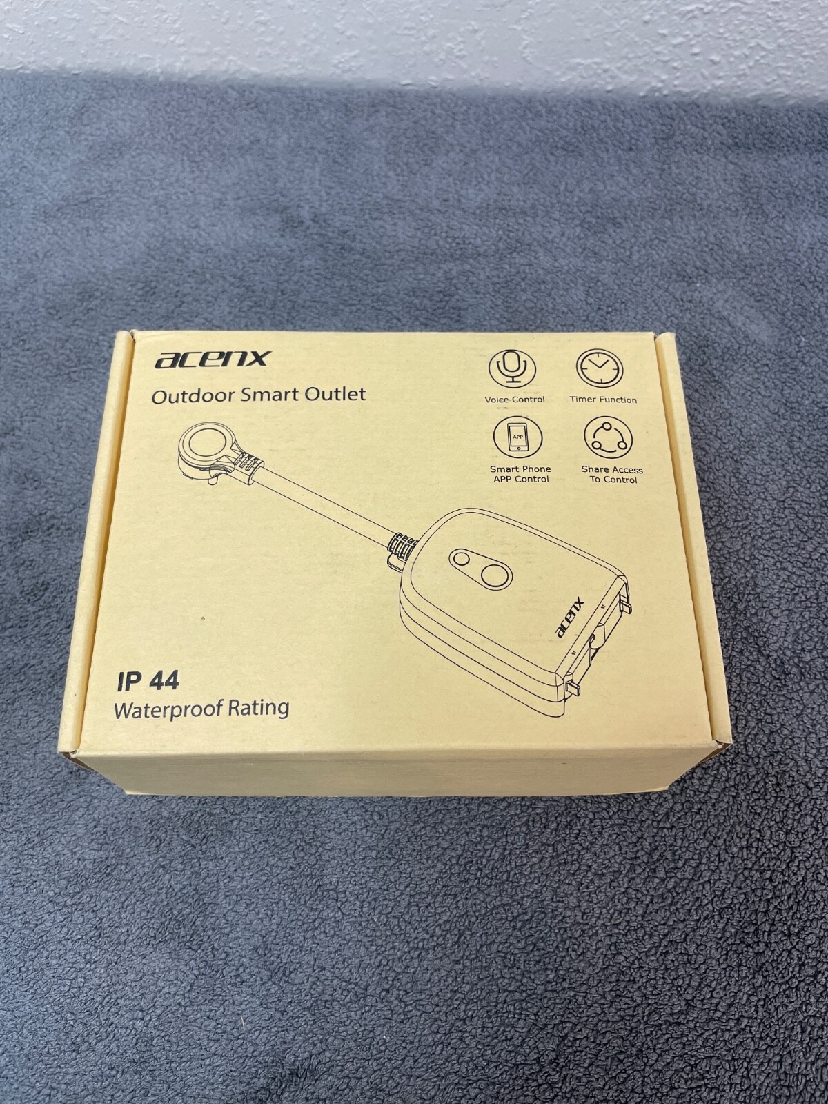 Acenx IP44 Waterproof Outdoor Smart Outlet Plug 2.4gh Wifi Voice/ Remote Control