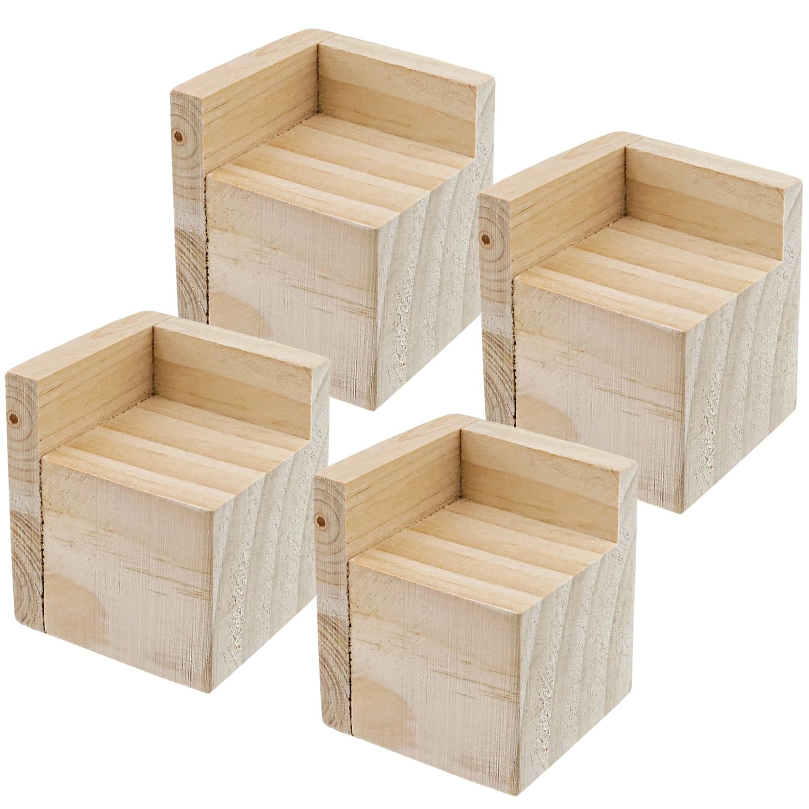 4 PCS Solid Pine Wood Round Furniture Risers 2 Inch Height Width 880 Lbs