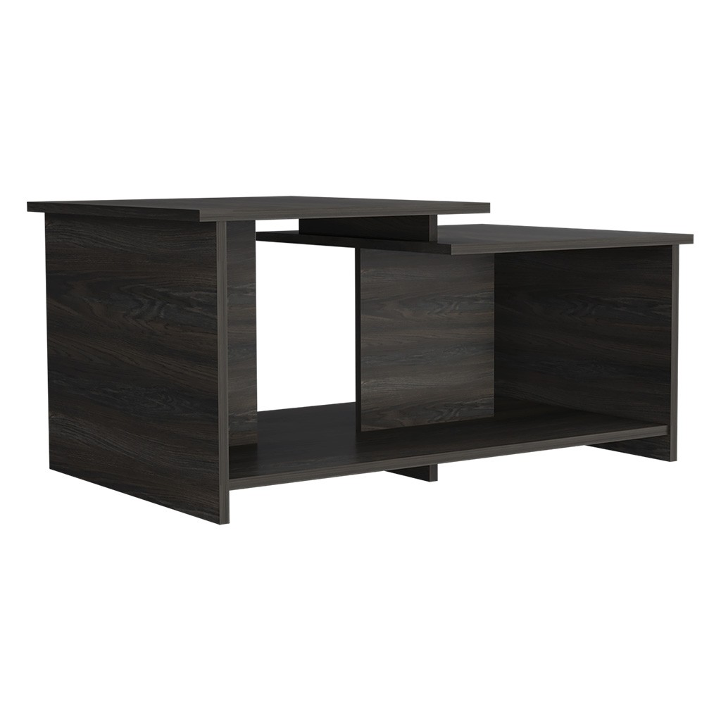 Modern Coffee Table, Two-Level Top with Open Shelf, 35"W x 20.9"D