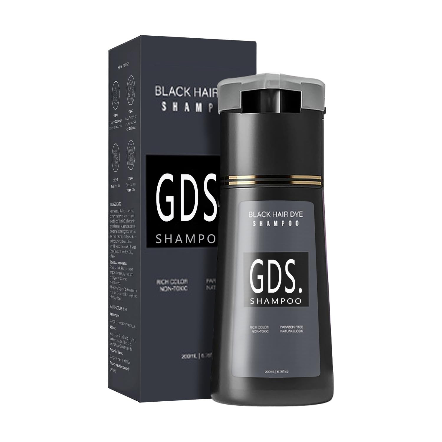 Hair Dye Shampoo 3 in 1, Gds Dye Shampoo, Instant Hair Color for Gray Hair Cover