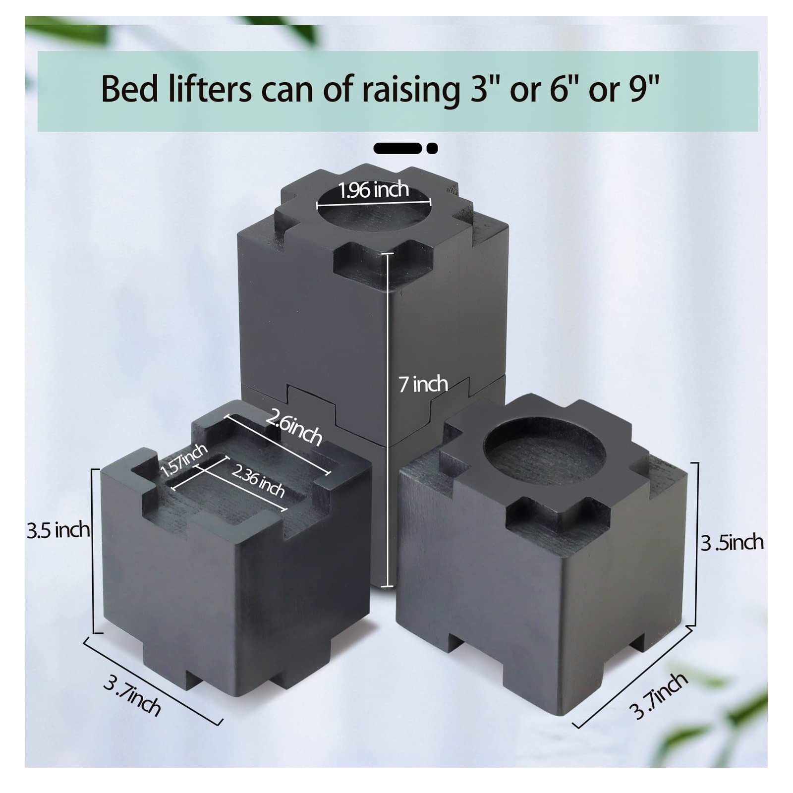 Kasiden Wood Bed Risers with Non-Slip Rubber Pad, Stackable Furniture Risers ...