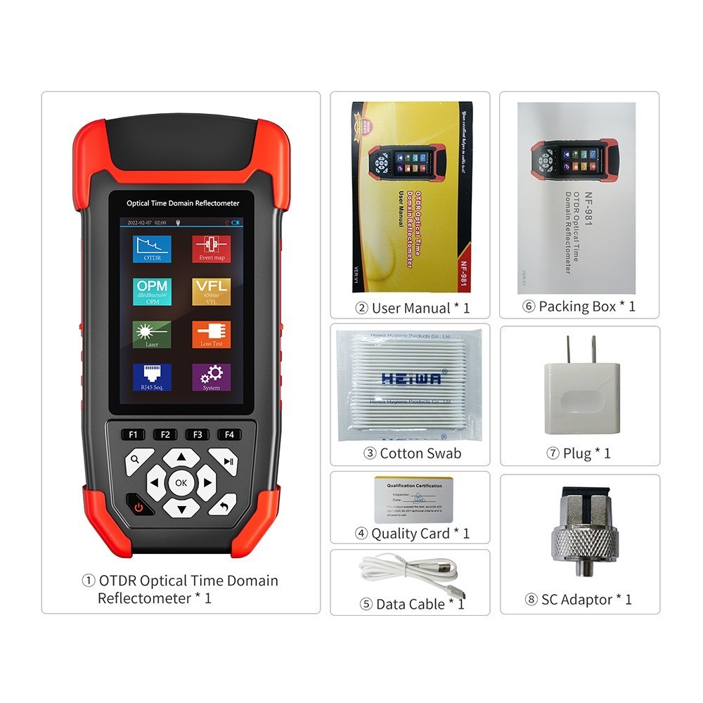 OTDR Fiber Optic Tester Optical Power Meter Test Visual Fault Locator Red Light