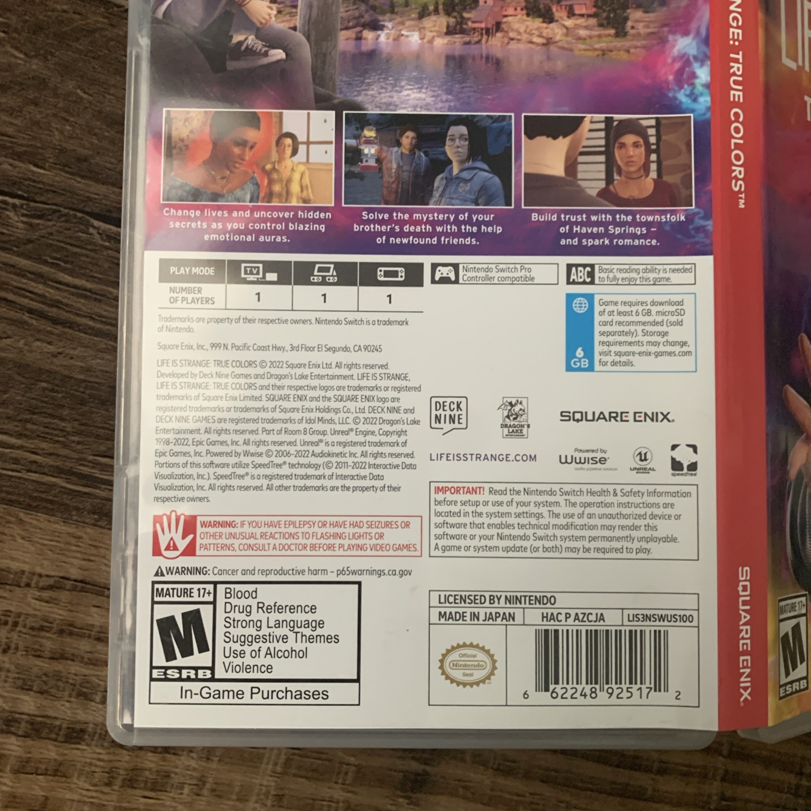 Empty Replacement Case ONLY! Life Is Strange : True Colors Nintendo Switch