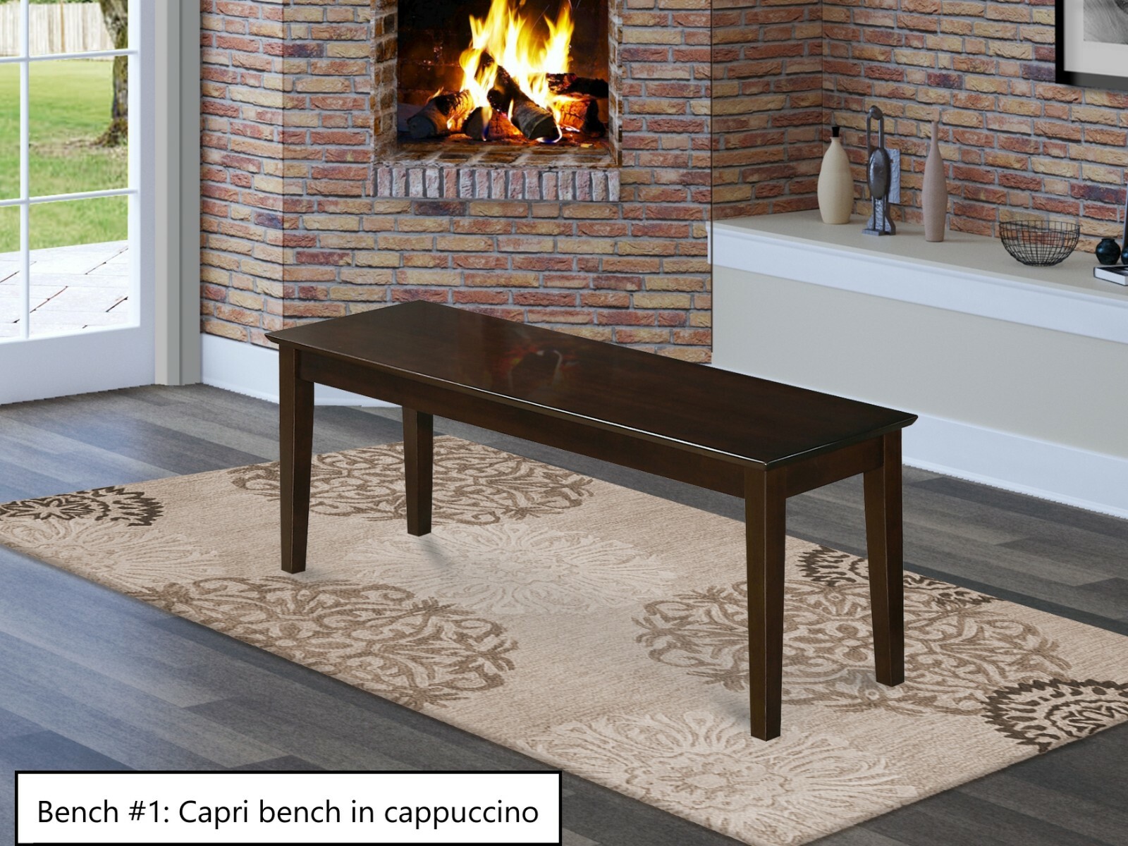 Solid wood Capri dinette kitchen dining bench cappuccino, mahogany, oak, white