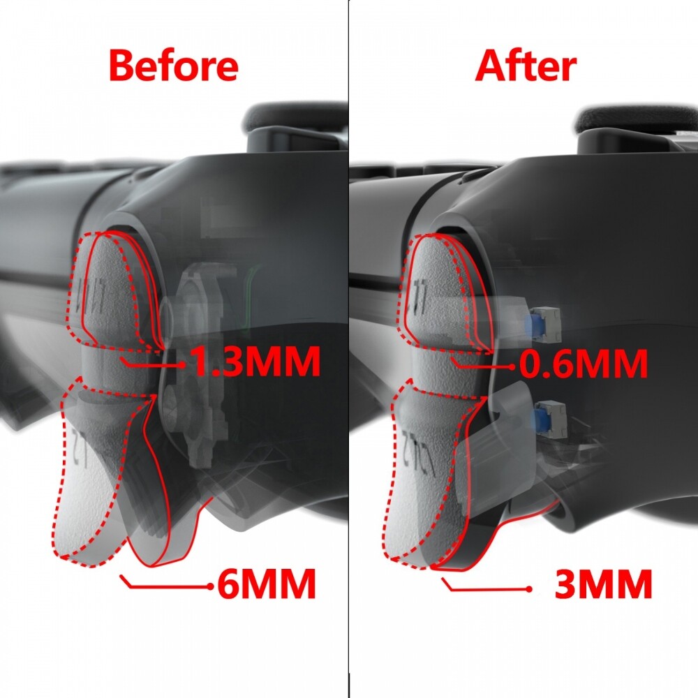 eXtremeRate Shoulder Buttons Bumper Trigger Mouse Click Kit for PS4 Controller