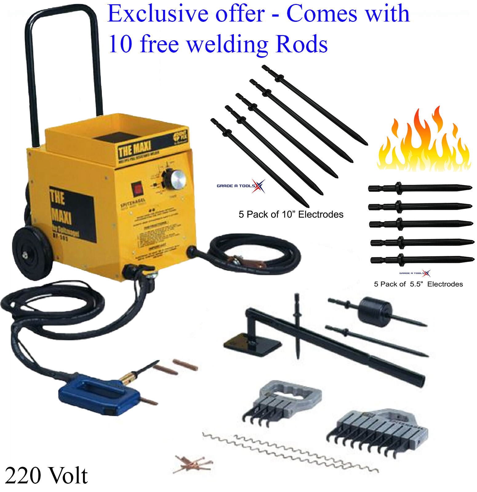 DentFix 505-220 The Maxi Dent Removal System, 220 Volt (With 10 FREE BONUS RODS)