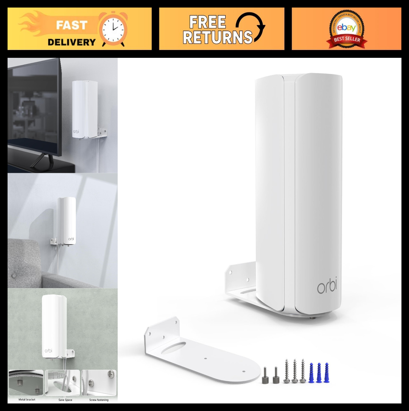 Wall Mount Holder for NETGEAR Orbi 770/870/990 Series | 2 Pack, Sturdy Metal Bra
