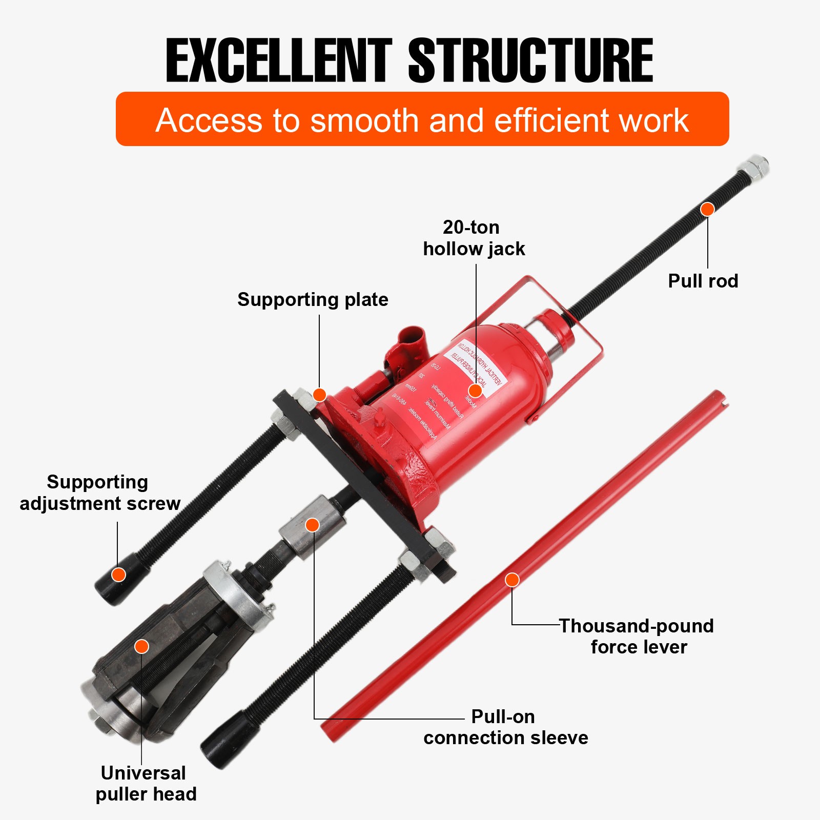 20T Hydraulic Cylinder Liner Puller Universal Cylinder Liner Puller Tool Set USA