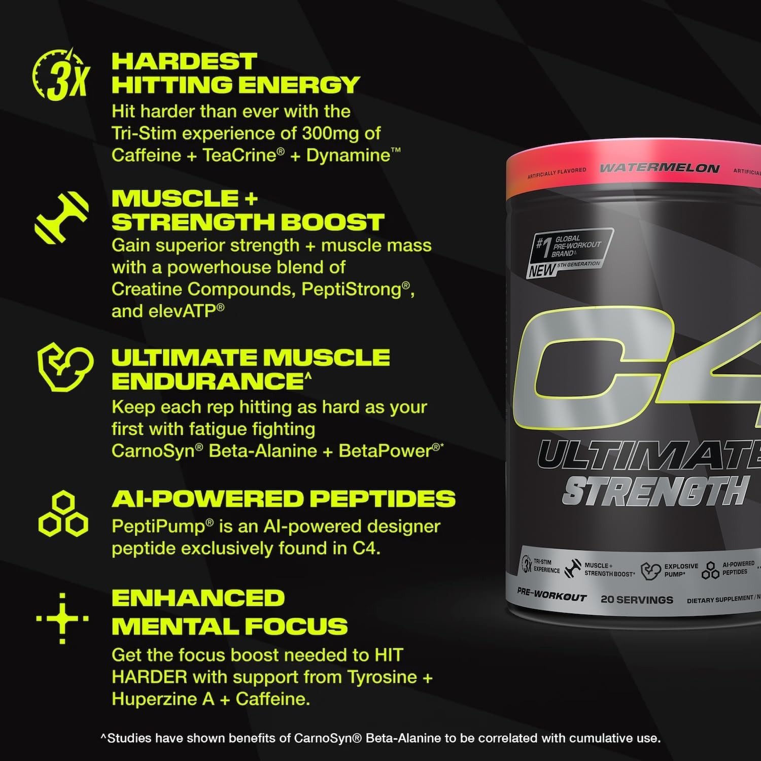 Cellucor C4 Ultimate Strength Pre Workout Powder - Tri-Stim Experience 300mg
