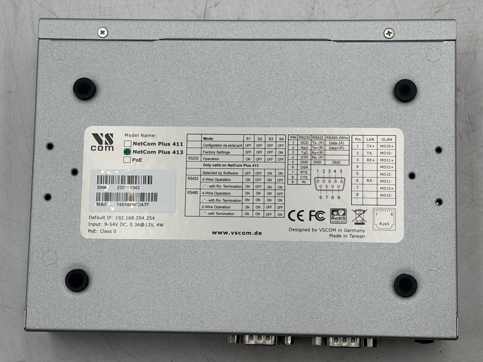 VSCom NetCom Plus 413 Serial Device Server