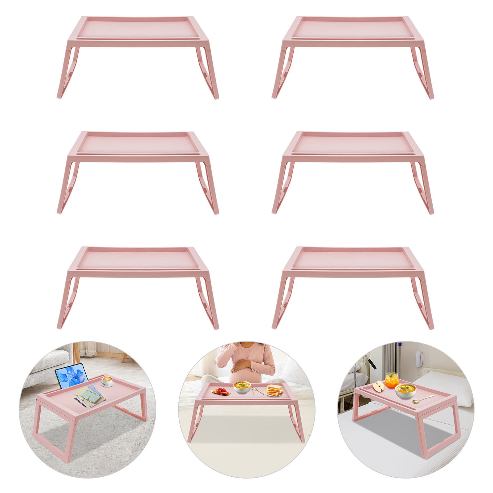 Laptop Notebook Table Stand Lap Tray Rectangular Foldable Computer Desk Pink