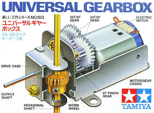 Tamiya 70103 Universal Gear Box Set For RC DIY STEM Construction/Robotics Model