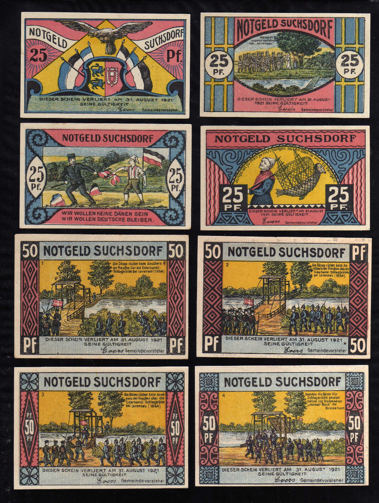 SUCHSDORF - GERMANY NOTGELD   -   4 x 25, 4 x 50 PFENNIG