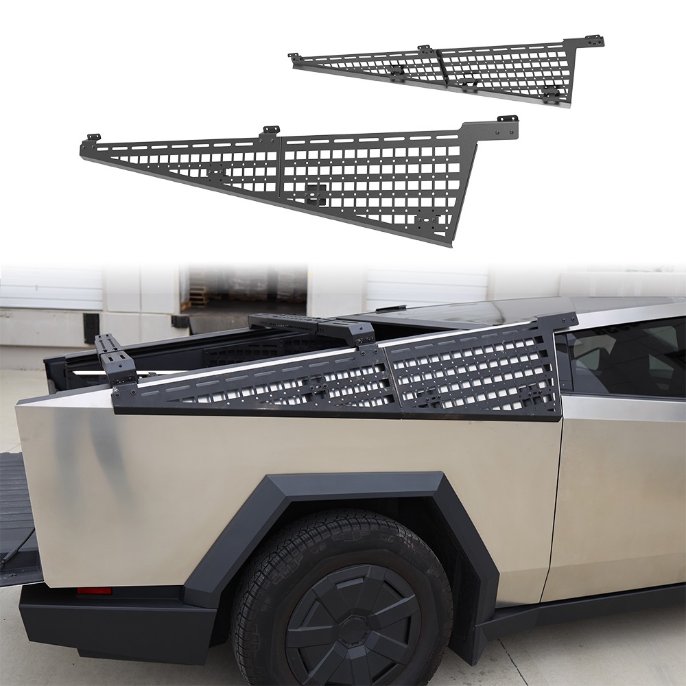 For 2024-2026 Tesla Cybertruck Black Steel Outside Molle Panel Accessories 2PCS