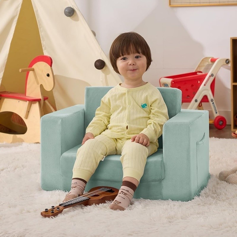 2 in 1 Toddler Sofa Chair Portable Kids Recliner Lightweight Folding Couch New