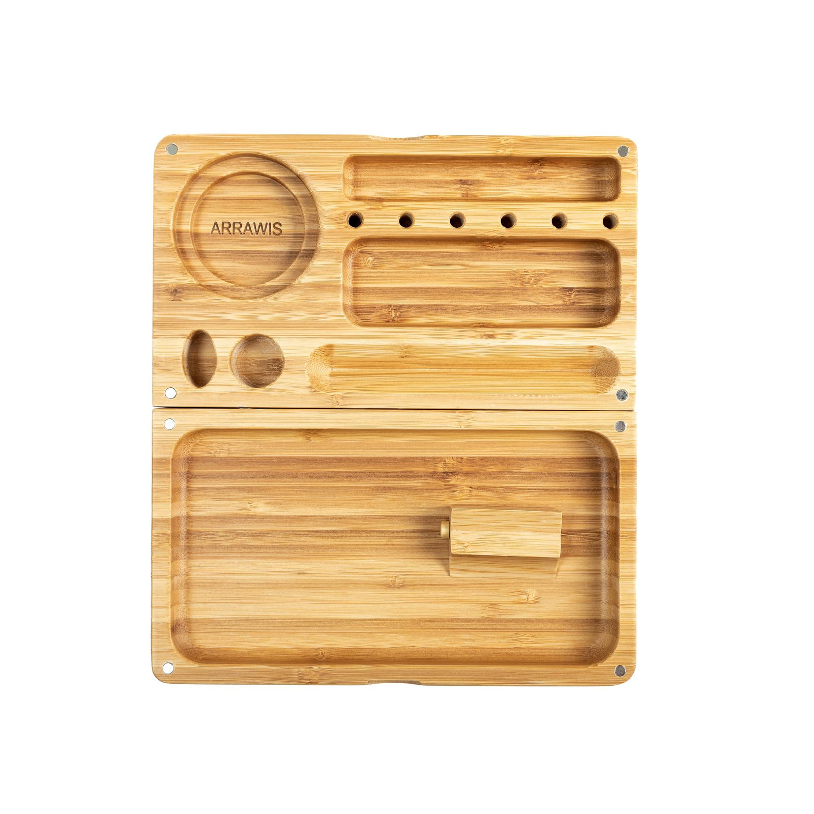 Backflip Bamboo Rolling Tray with Magnetic Lid Durable Rolling Tray with Cleanin