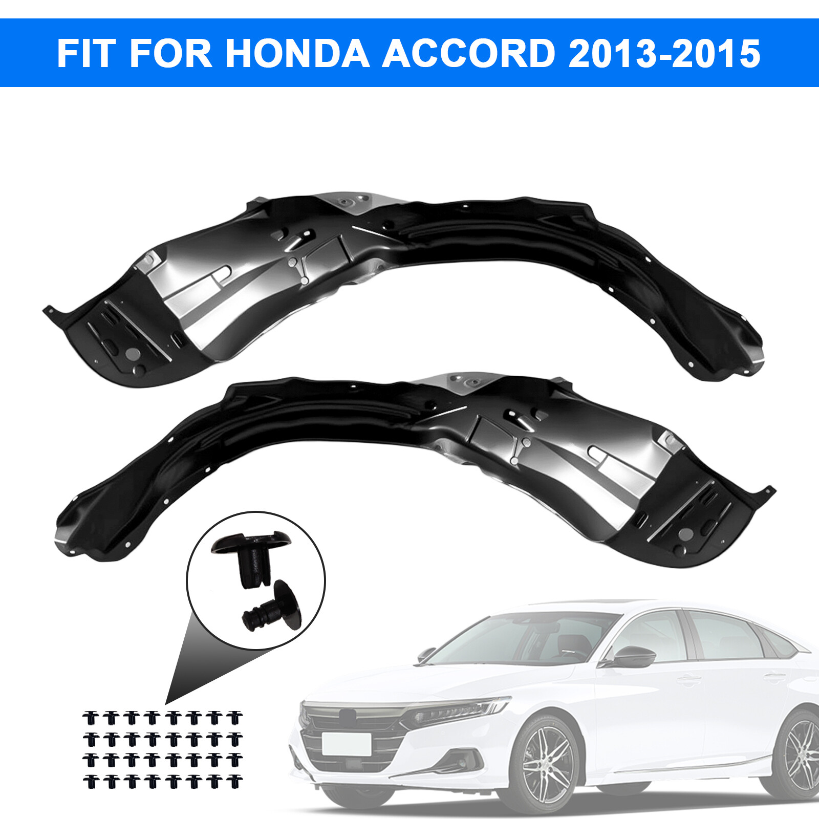 For 2013-2015 Accord Fender Liner Sets W/Clips Front Driver & Passenger Side