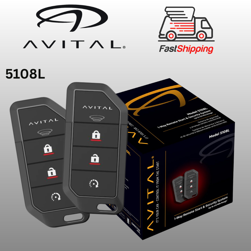 AVITAL 5108L / 1-WAY REMOTE START & SECURITY SYSTEM / ALARM W/ REMOTE START *NEW
