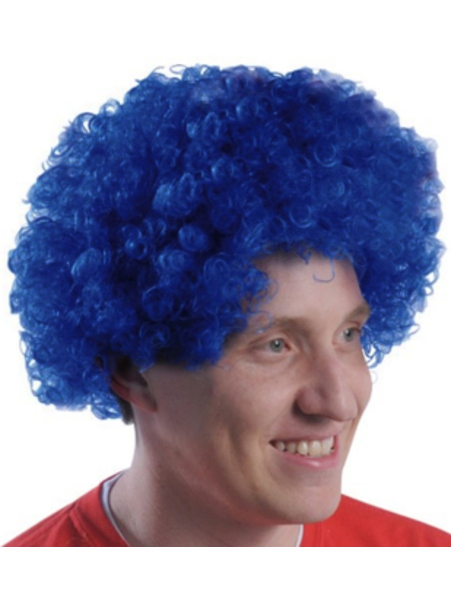 New Mens Womens Child Costume Blue Afro Disco Wigs