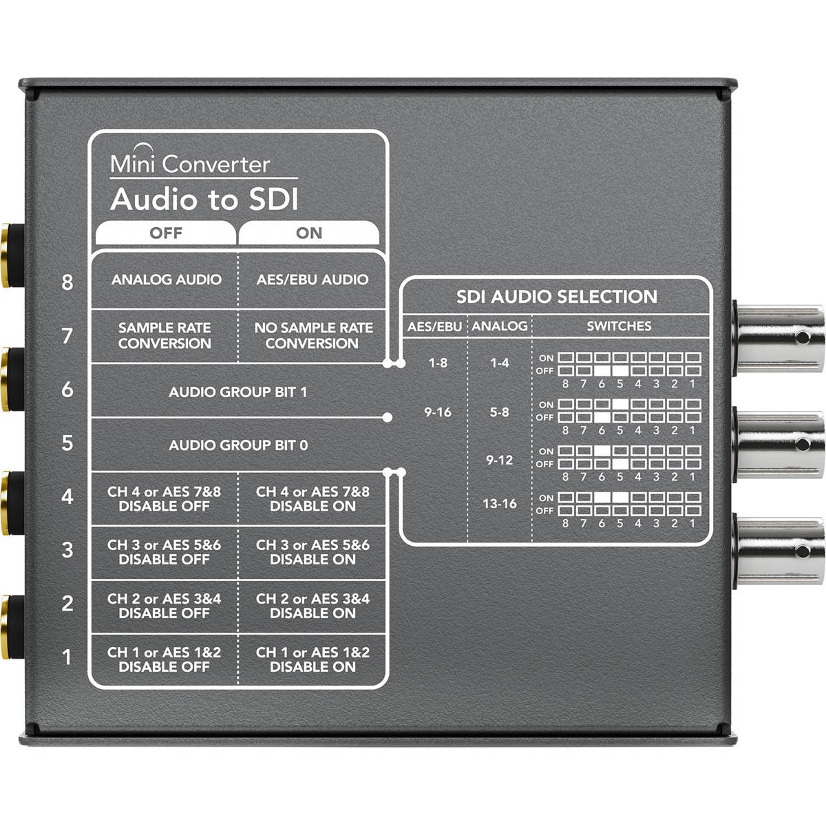 Blackmagic Design Mini Converter Audio to SDI, AES/EBU Input, Analog Audio Input