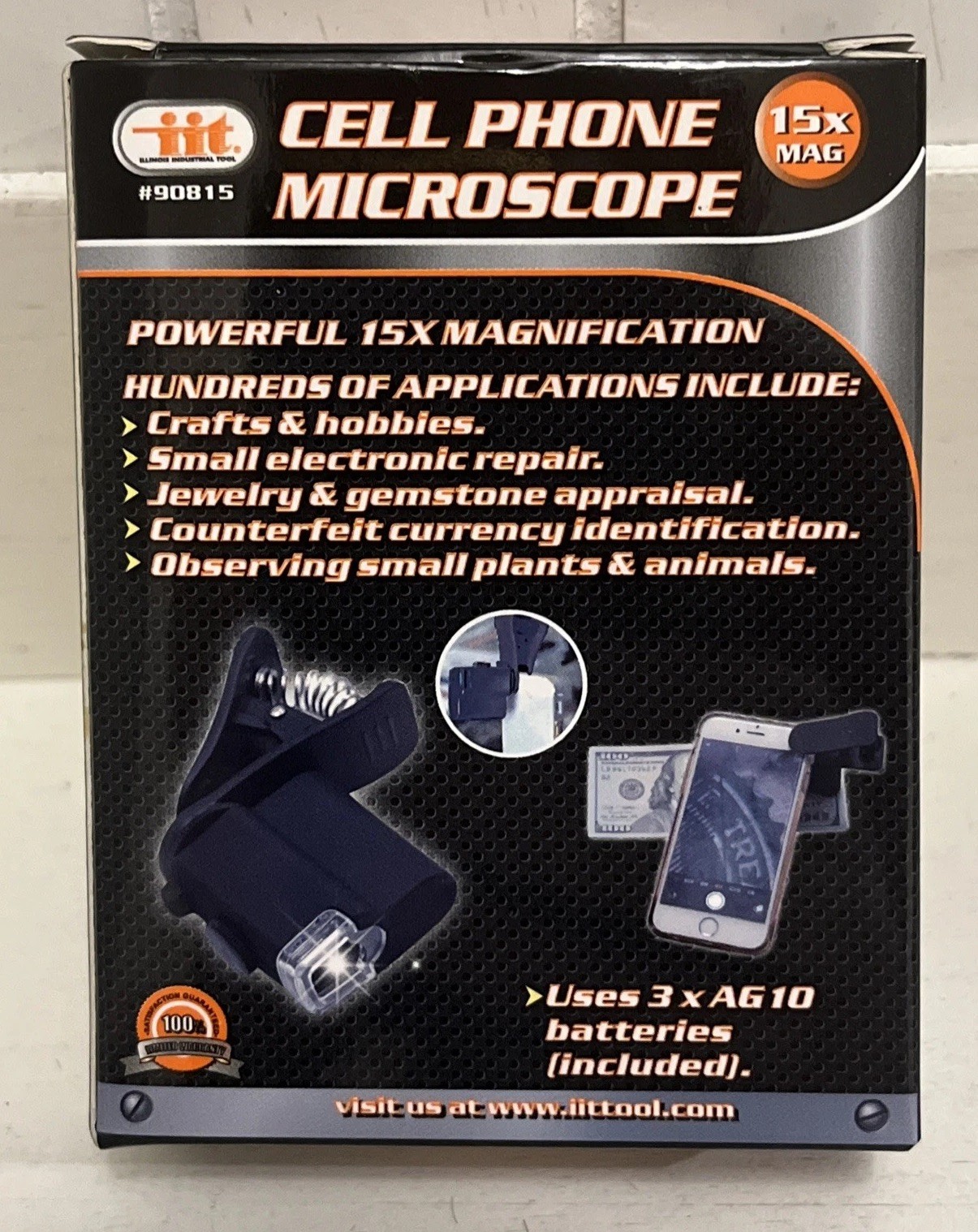 Universal Cell Phone Microscope 15X Magnification w Clip Works on any Cell Phone