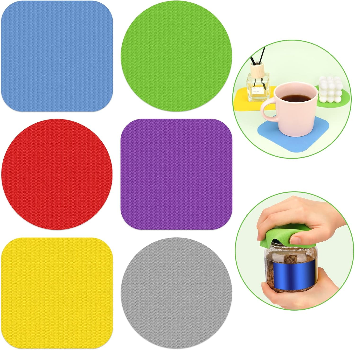 6 Pcs Jar Opener, Rubber Jar Grippers Multi-Function Silicone Jar Gripper Pad...