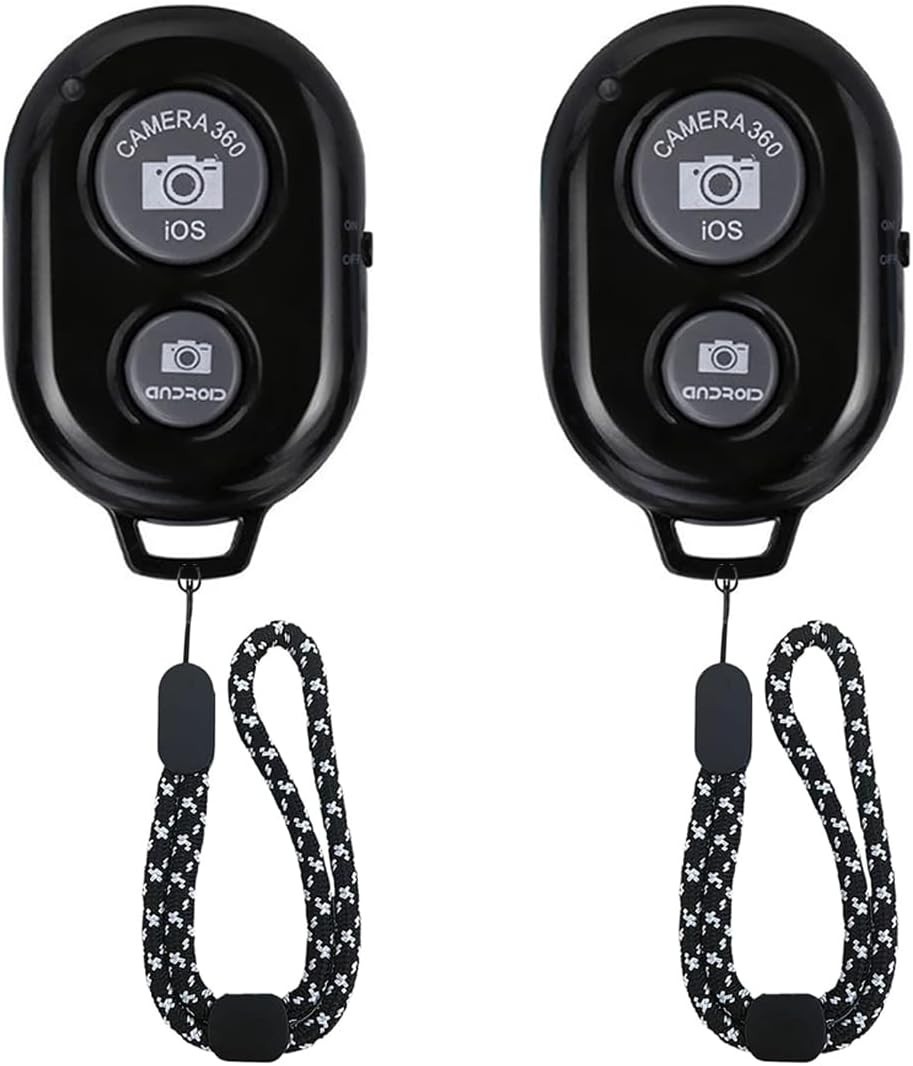 Wireless Camera Shutter Remote for Smartphones - Black, 30ft Range, Rechargeable