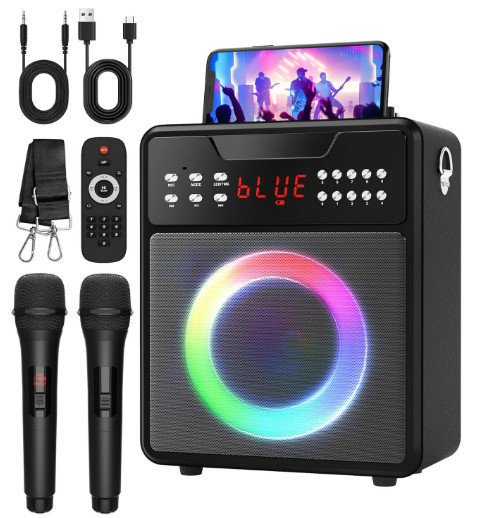 Sonida Karaoke Machine with 2 Wireless Microphones, Bluetooth Speaker