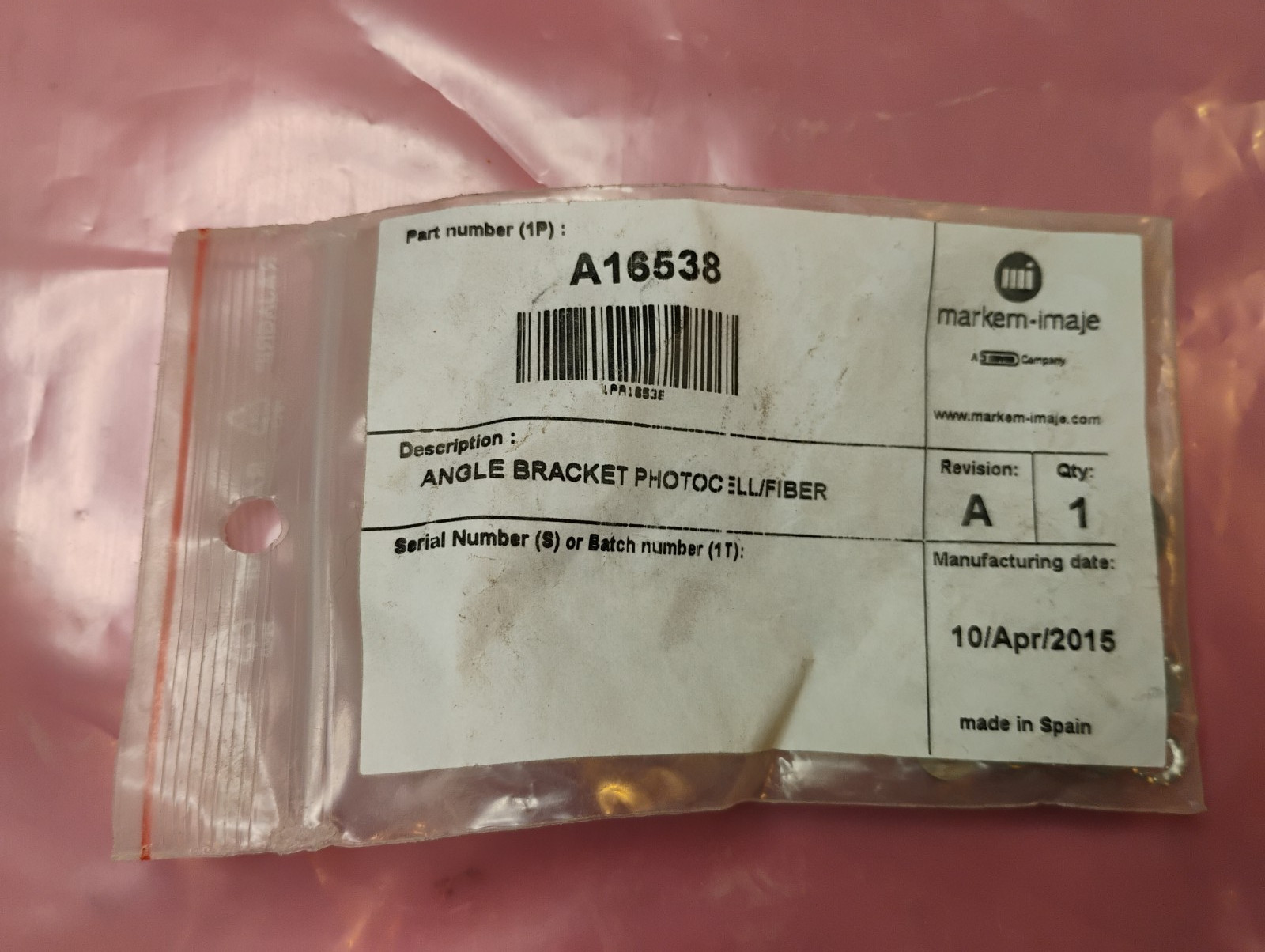 Markem imaje Angle Bracket Photocell/ Fiber A16538 - Fast Ship