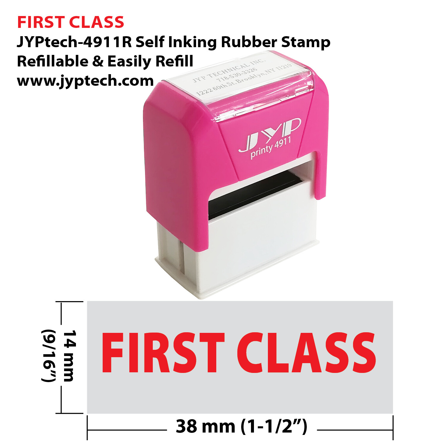 First Class - JYP 4911R Self Inking Rubber Stamp (Red Ink)