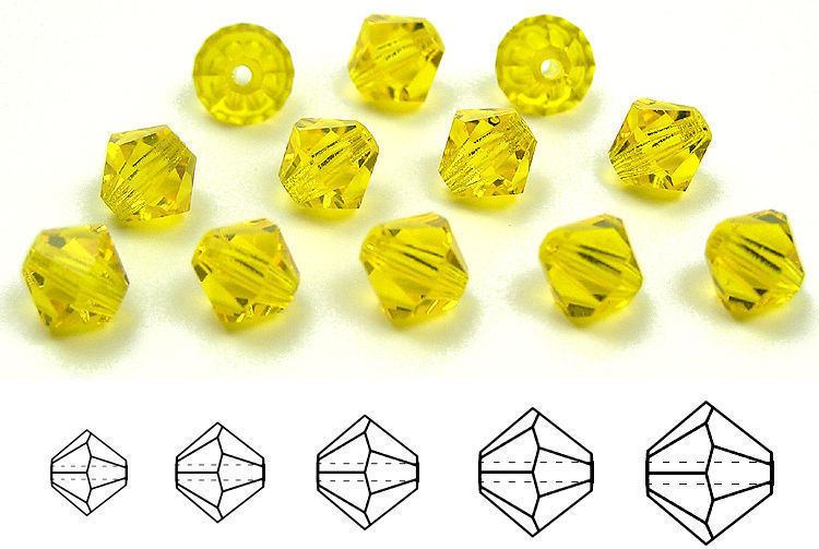 Czech Bicone Crystal Beads Citrine rich yellow  3mm 4mm 5mm 6mm Rondelle Diamond