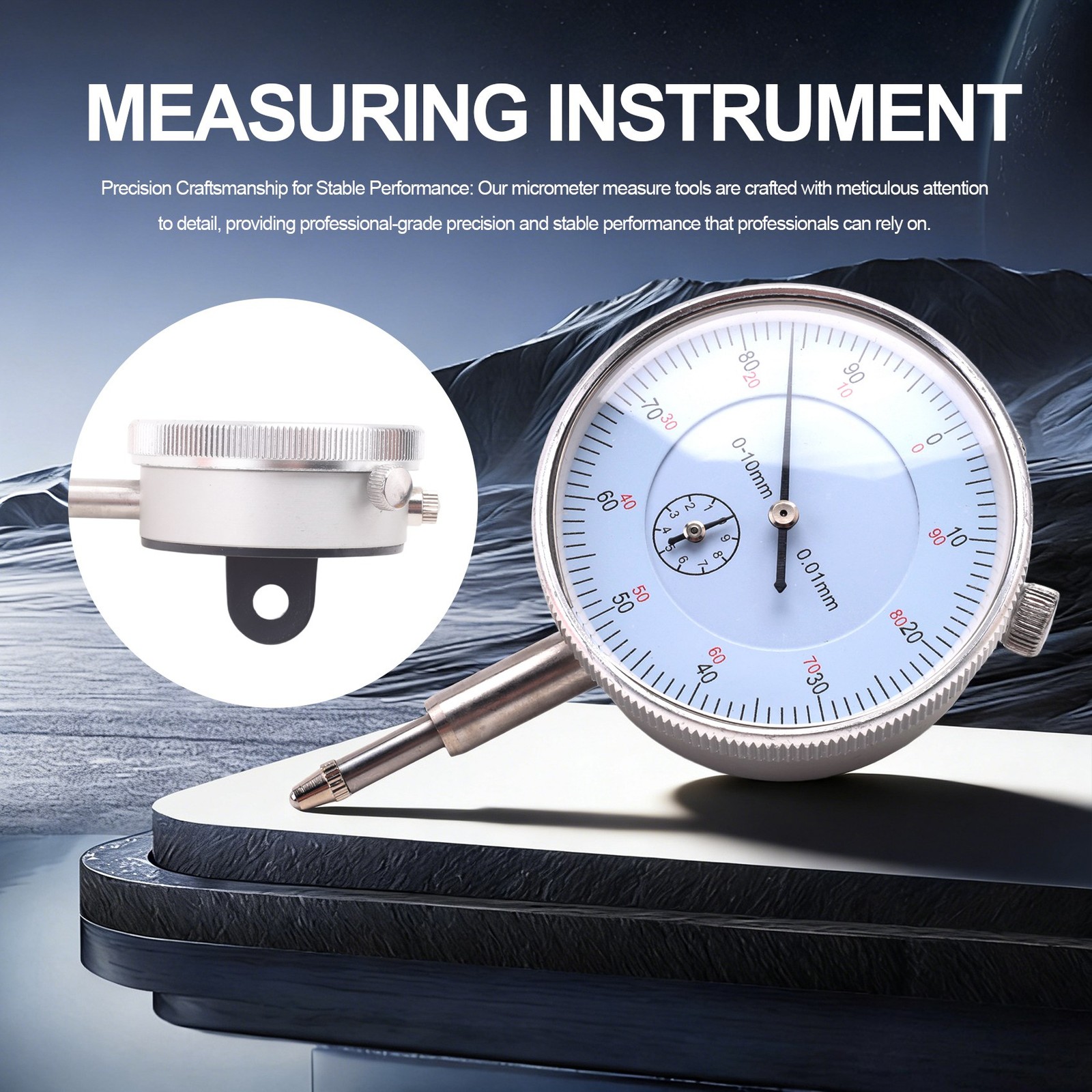 Indicator Micrometer Hour Type Indicator Comparator Measuring Clock7946
