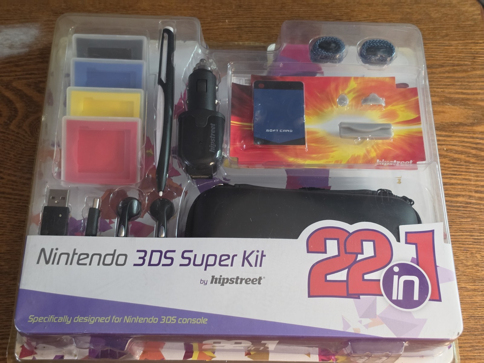 Nintendo 3DS Super 22 pc Accessory Kit USB Car Charger Stylus Earphone Card Case