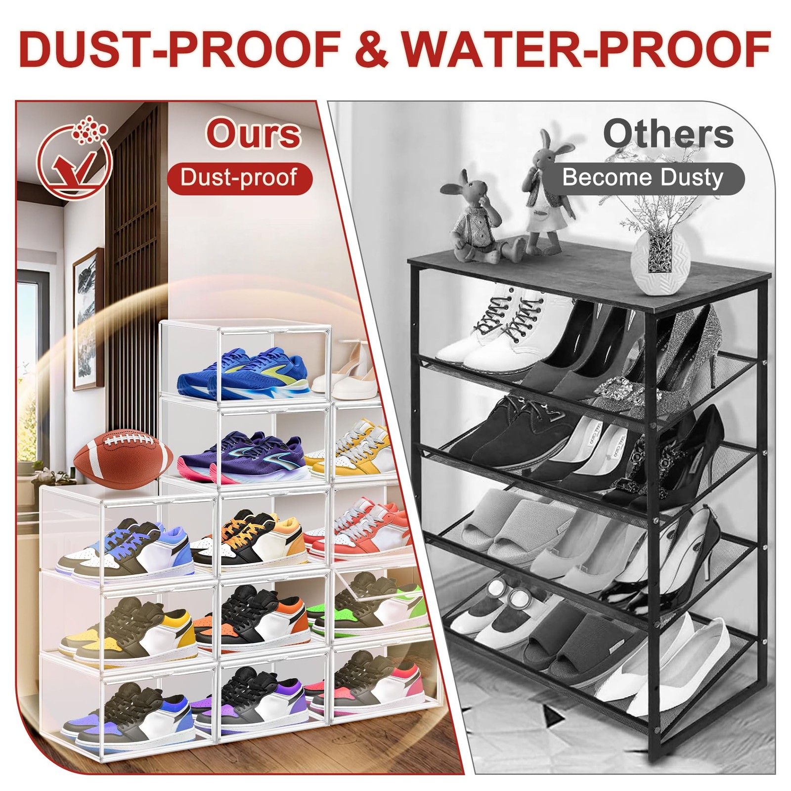 EZJOB 1 Pack Clear Shoe Boxes Size 12 Storage 13 - 1 Pack,