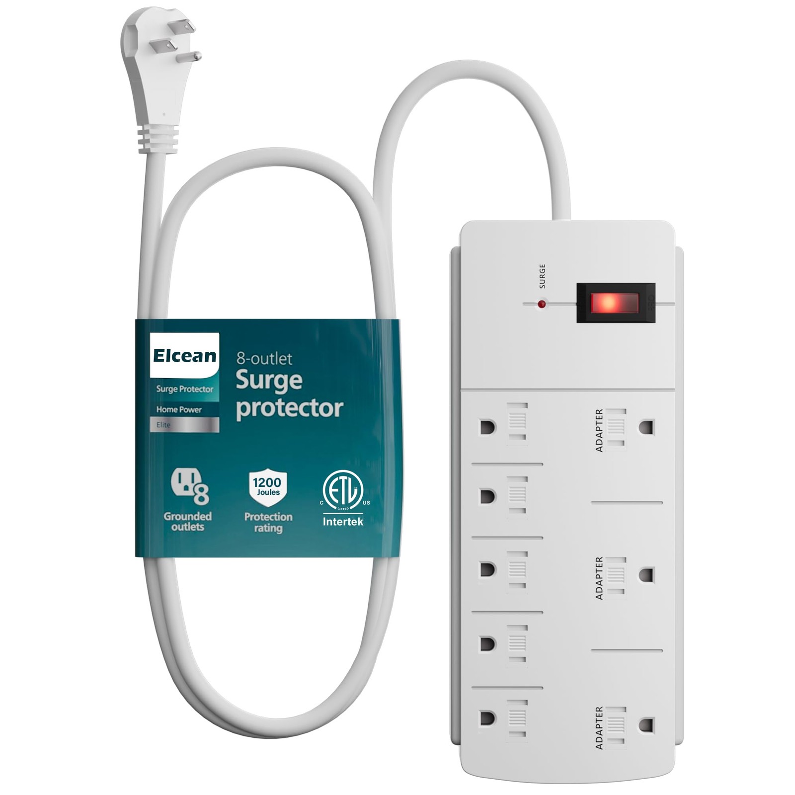 Elecan Surge Protector 8 Outlets 4FT White