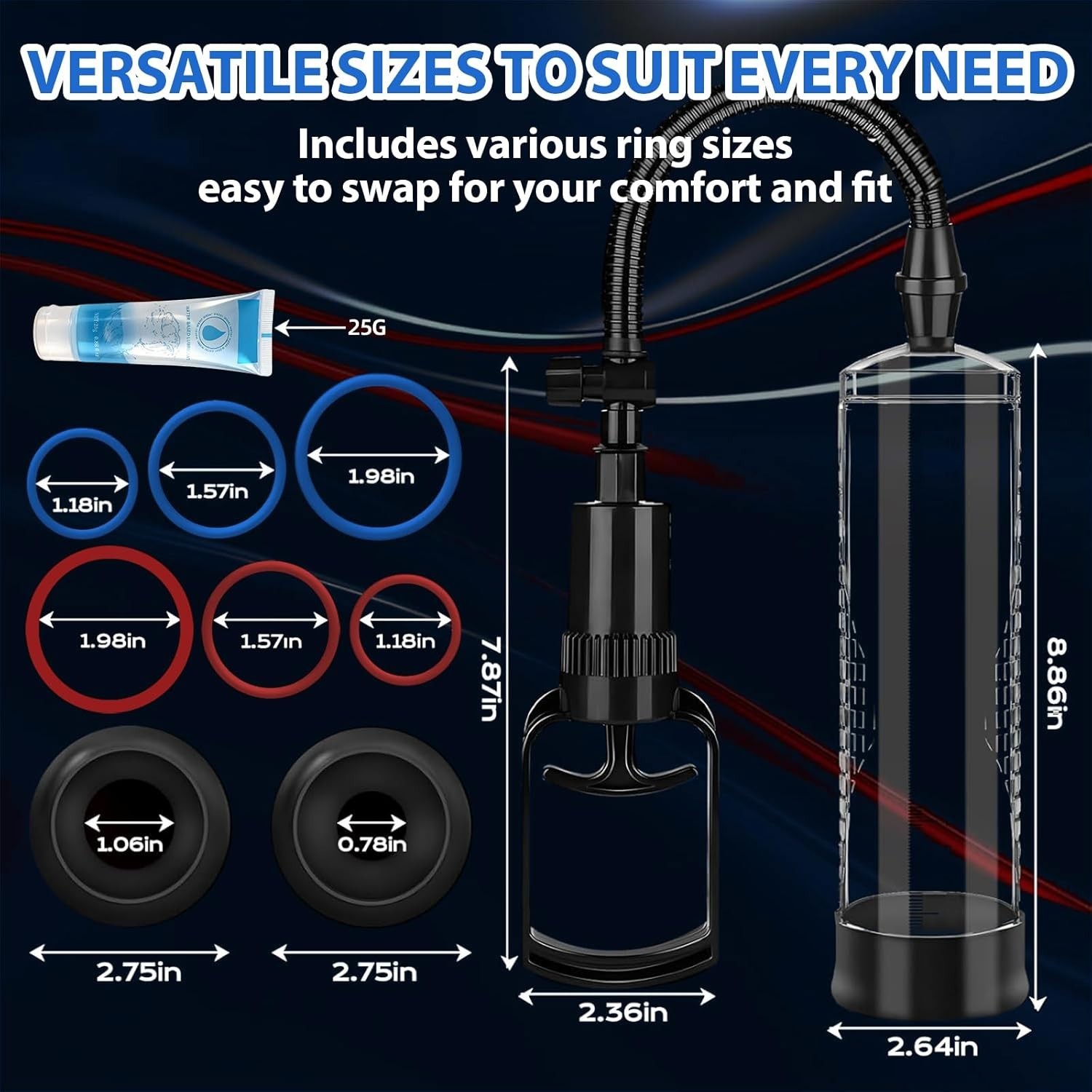 Transparent Vacuum Enlarger for Bigger Erections - Includes Lubricant & Sleeves