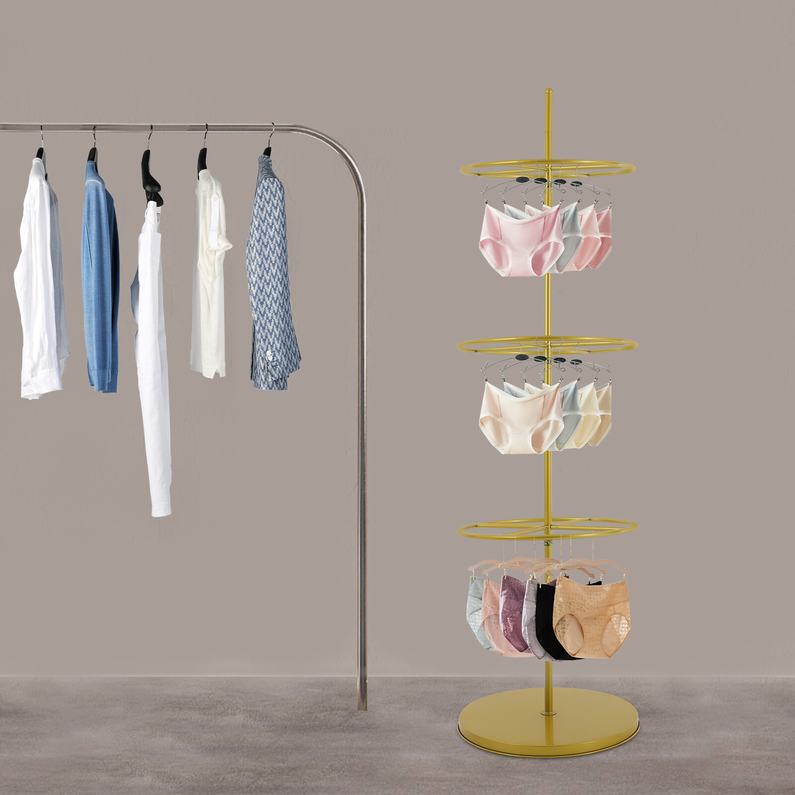 Store Rotatable Retail Round Dispaly Rack for Bra, Shorts, Socks, Underwear NEW