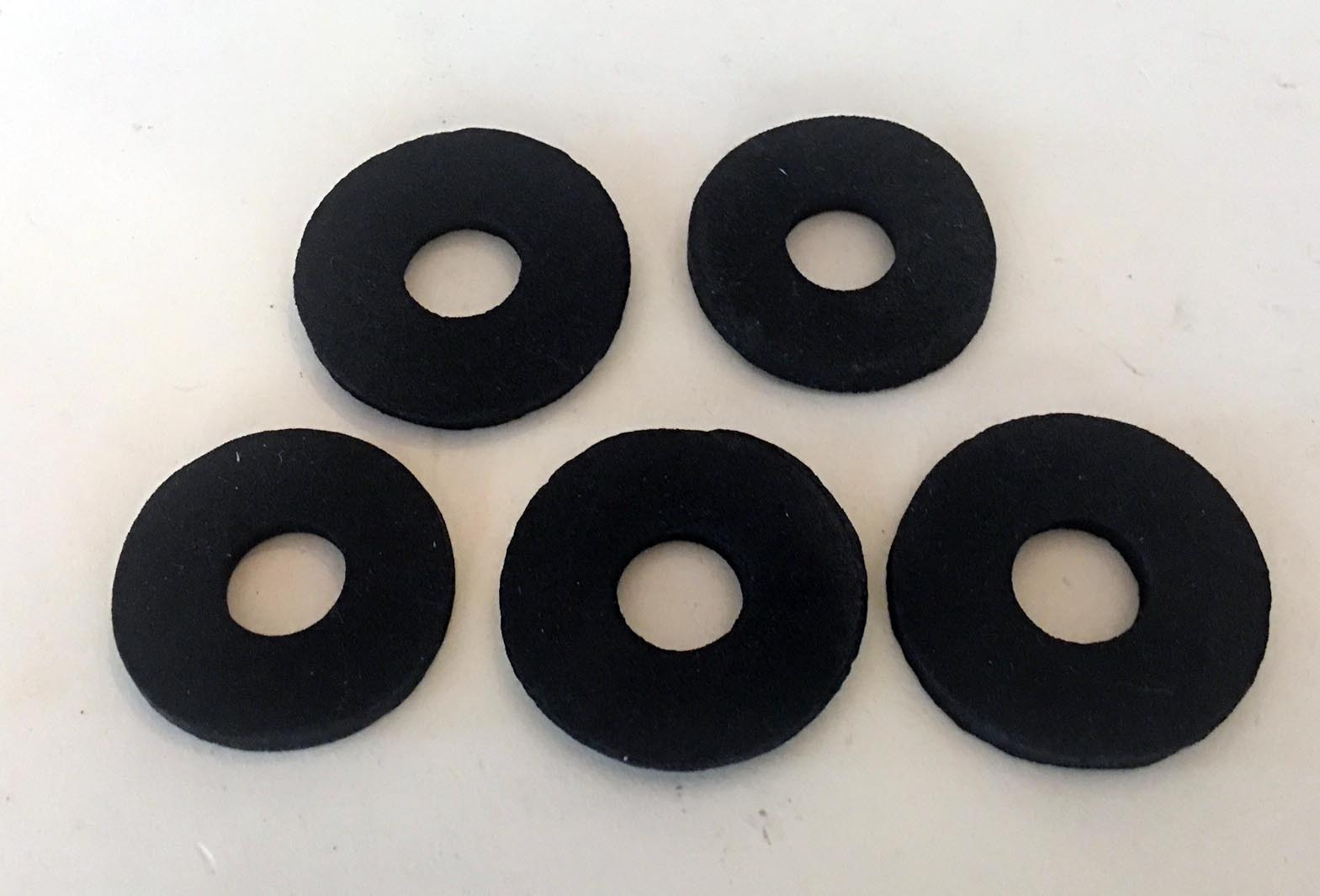 Lot of 5: 1-1/4" Black Foam Washers, Lamp Parts slips 1/8IPS (3/8" center hole)