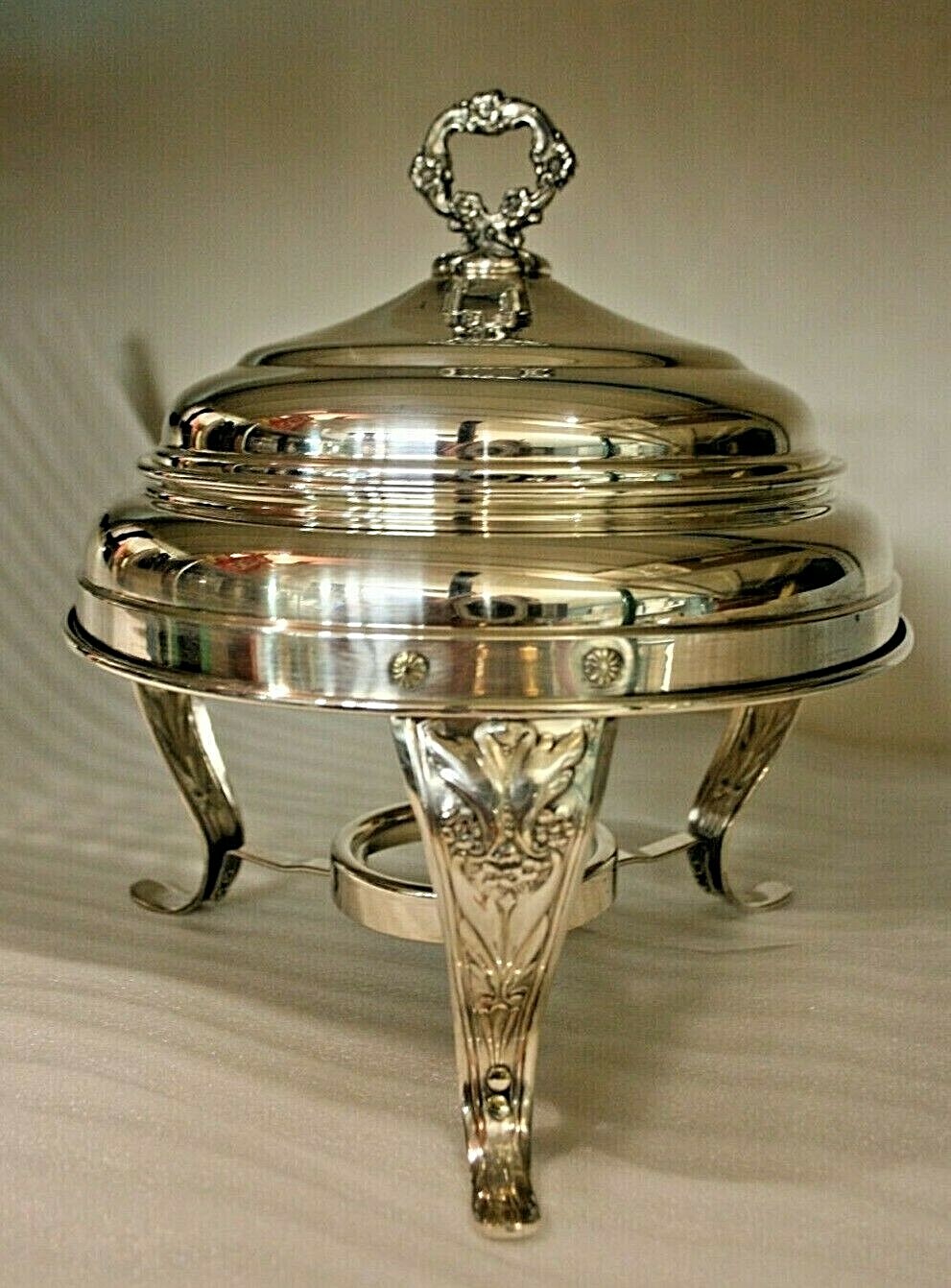 Antique Sheridan Silver Chafing Dish W/Lid, No Burner, Rare Item