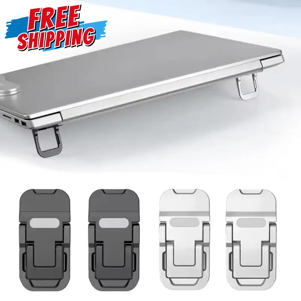 2PCS Foldable Laptop Stand Invisible Adhesive Adjustable Notebook Riser